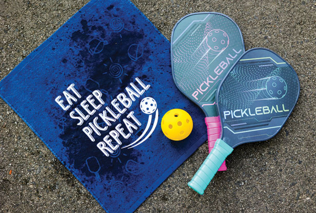pickle ball paddles and towel