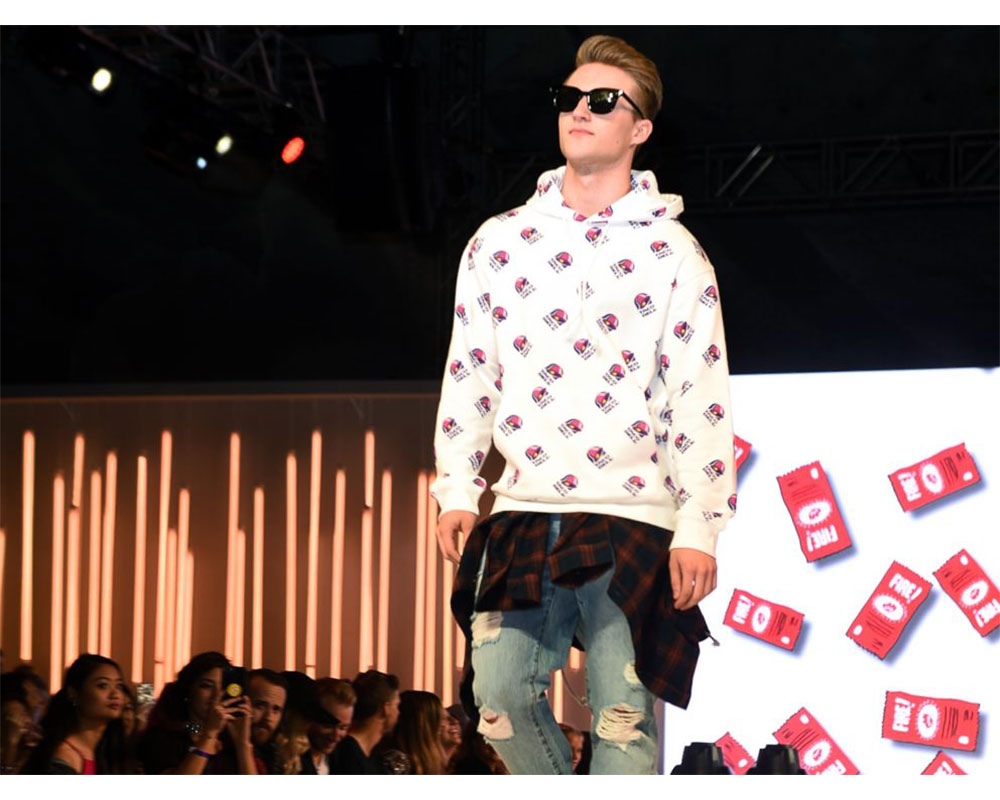 Taco Bell mens hoodie catwalk edit