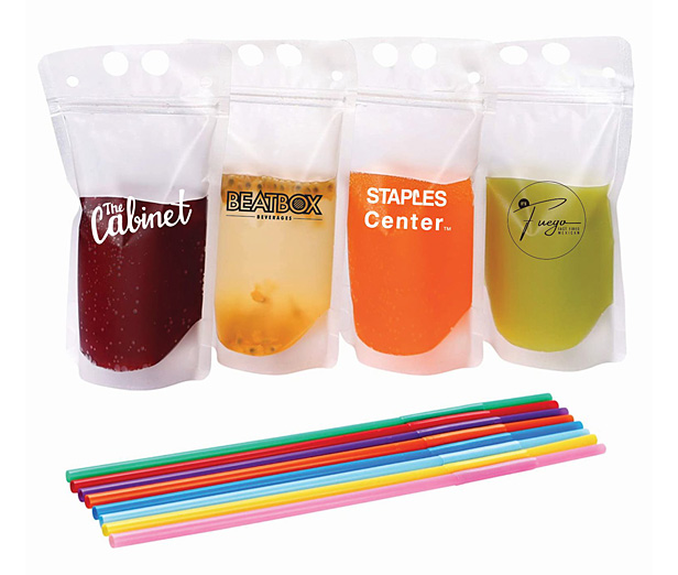 reusable drink pouches with straws