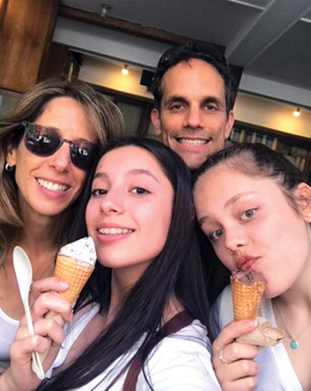 Enjoying ice cream with family