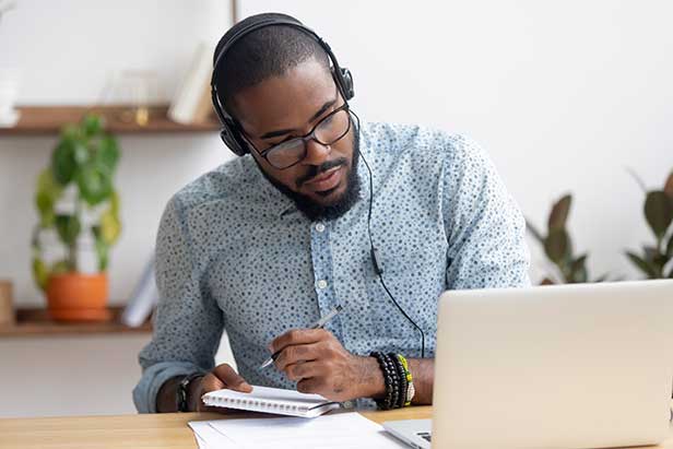 Young Man Working from Home