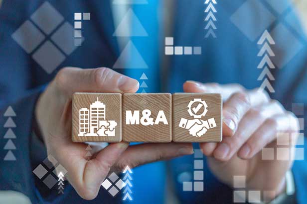 M&A on wooden blocks