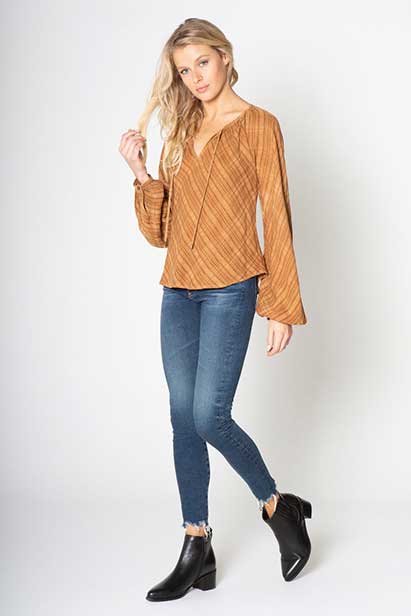 Tie-front peasant top