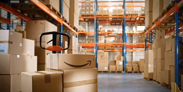 Amazon warehouse and boxes