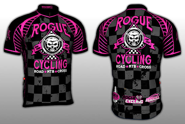 Black and pink cycling jersey, front and back