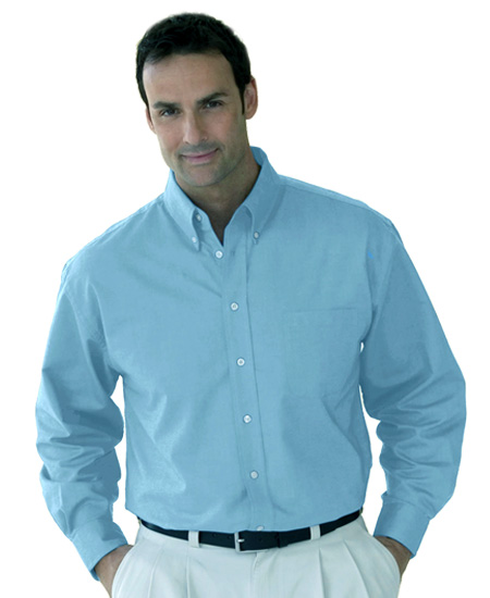 Man wearing blue button-down shirt