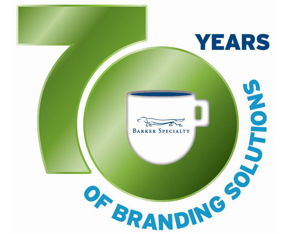 Barker 70 years of branding logo