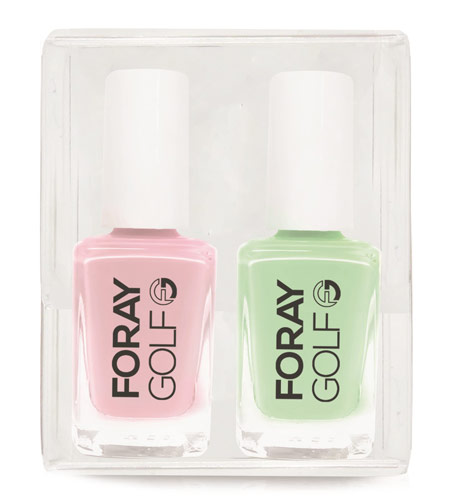 Pink and green pastel nail polish