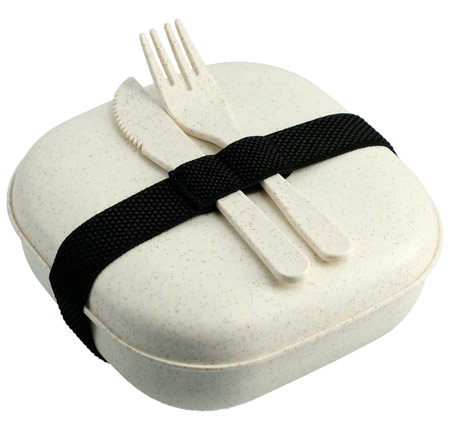 Food container with fork and spoon