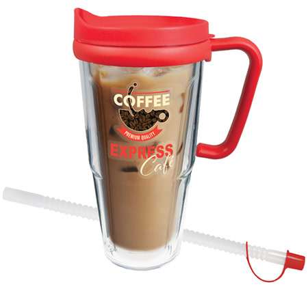 Clear coffee tumbler with lid