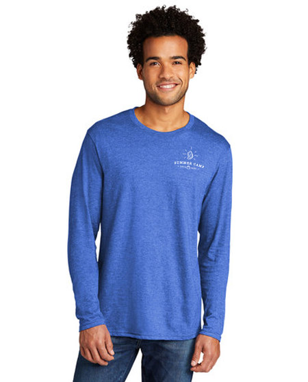 Man wearing blue long-sleeve tee