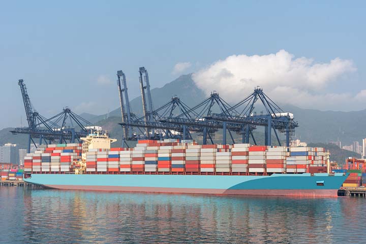 A cargo ship at Yantian Port.