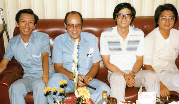 Sam Isaacson, founder of Gemline and Jonathan’s father, built international business relationships. Here he is with colleagues in Hong Kong in the early 1980s.