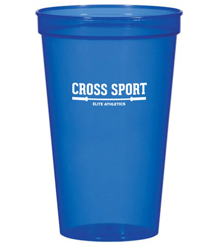 blue plastic cup