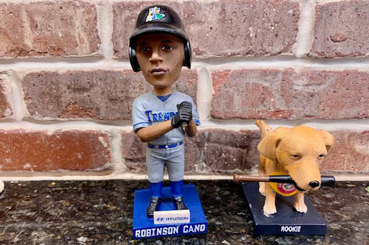 Our mystery bobbleheads from the Trenton Thunder game.