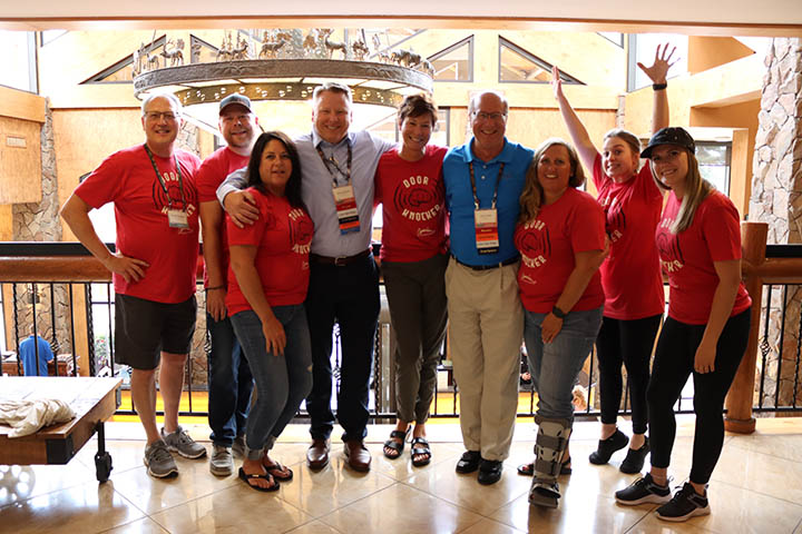 Some of ASB’s conference team pictured with Steve Osterloh, vice president of marketing at Ennis, and Steve Clarke, Midwest sales manager at Ennis.