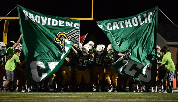 fabric banner at football game