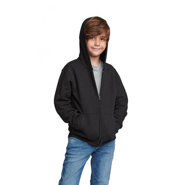 Young boy in black hoodie