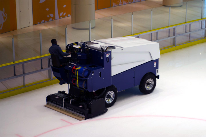 Zamboni machine on ice