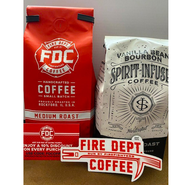 Fire Department coffee and sticker