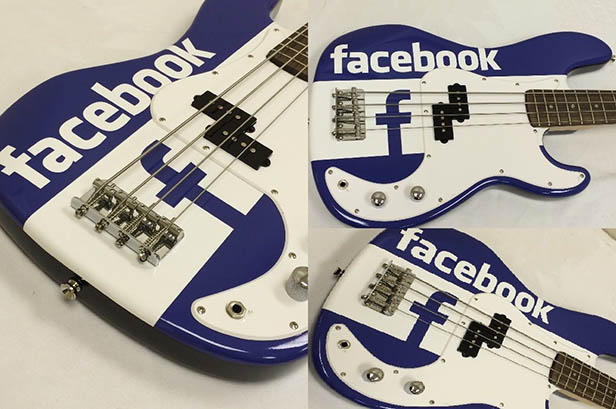 A Facebook Fender bass given to Mark Zuckerberg.