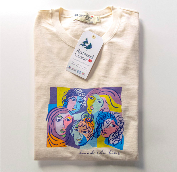 t-shirt featuring artwork celebrating Women's History Month
