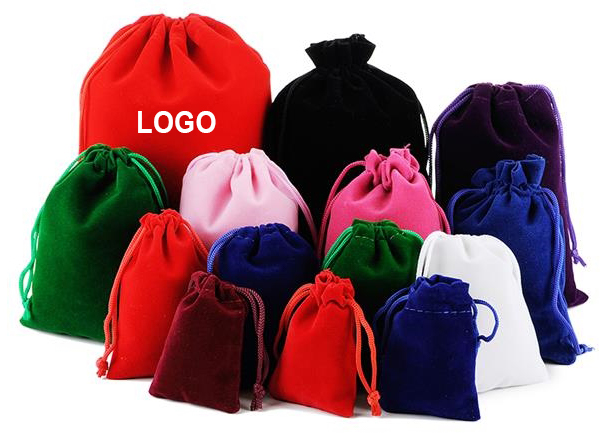 assorted colors, velvet jewelry pouches