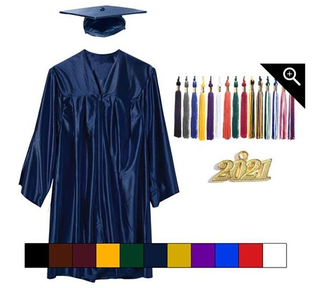 graduation gown, cap and tassel set