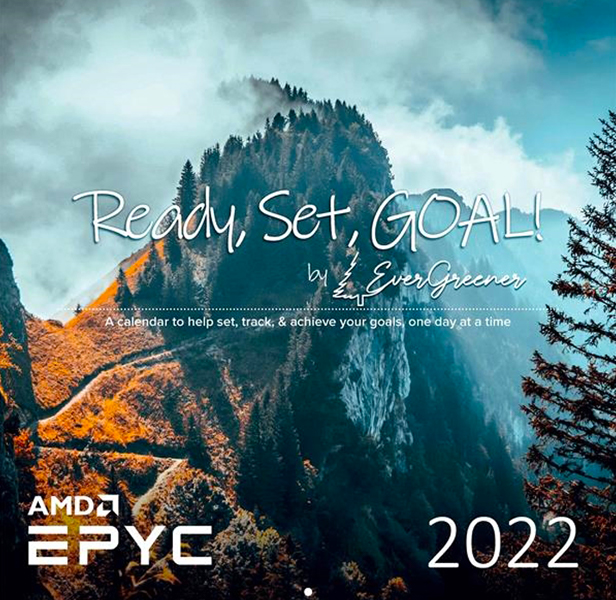 goal tracking calendar featuring mountain range on cover