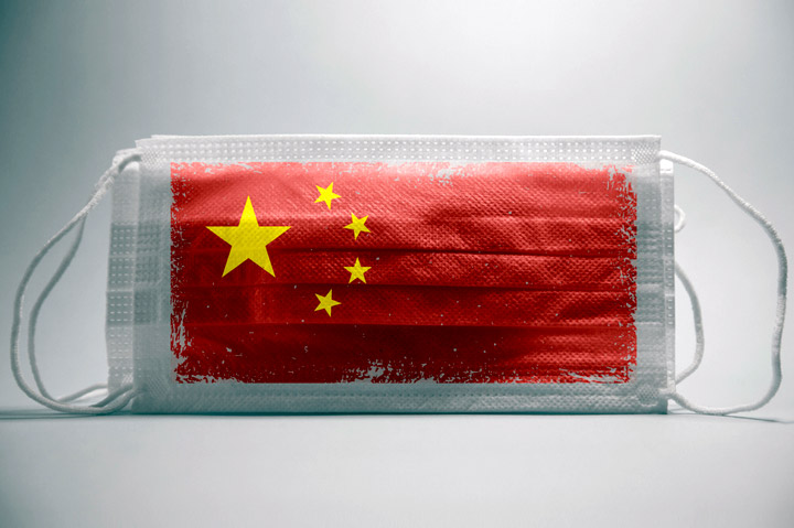 Chinese flag printed on surgical mask