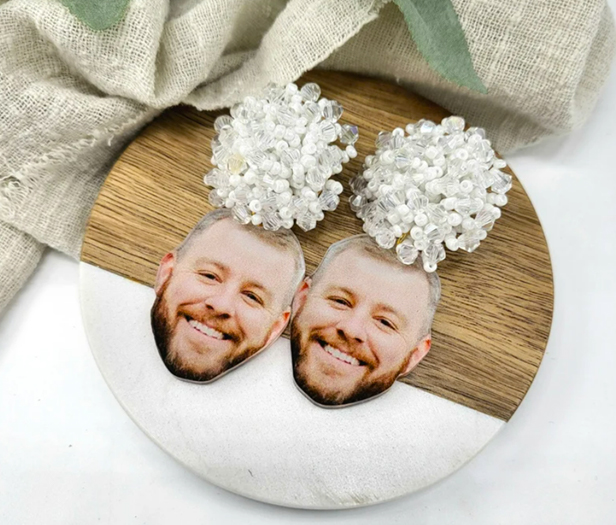 earrings with man's face