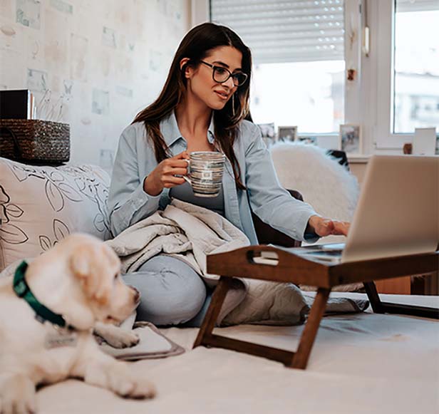 Young woman working from home