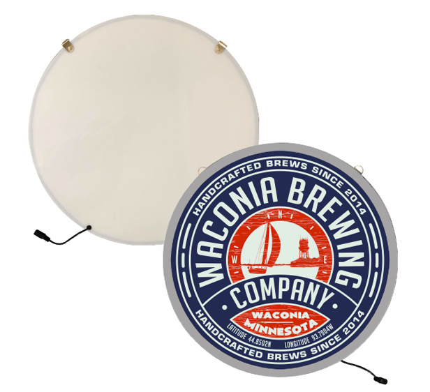 LED sign with brewing company logo