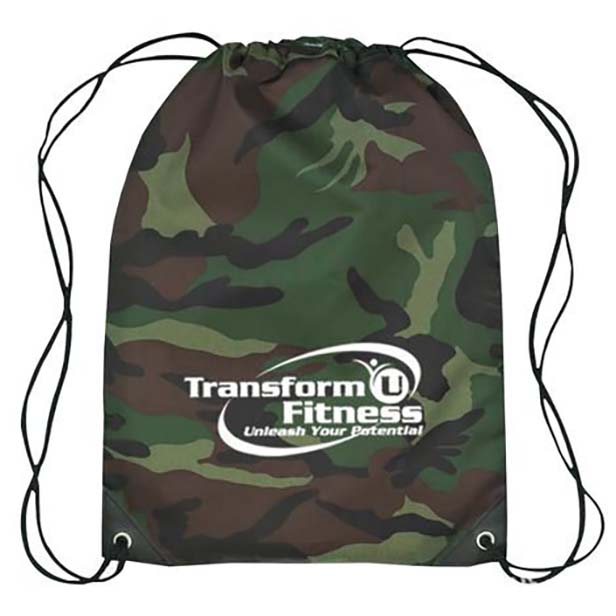 Camo drawstring tote bag