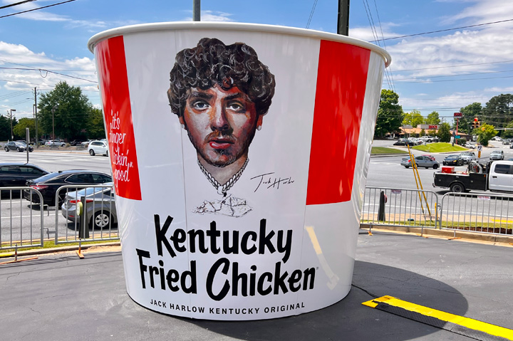 giant KFC bucket featuring rapper Jack Harlow