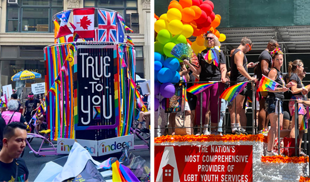 Indeed & LGBT Youth Services floats