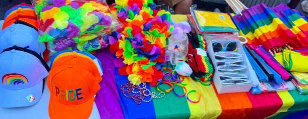 table of Pride-themed products