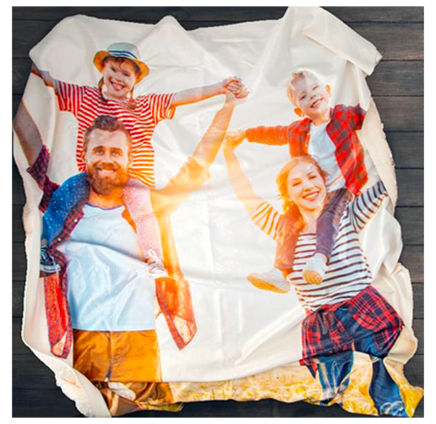 sherpa blanket with family image sublimated on top