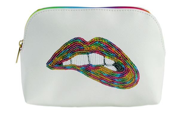 cosmetic bag with lip design
