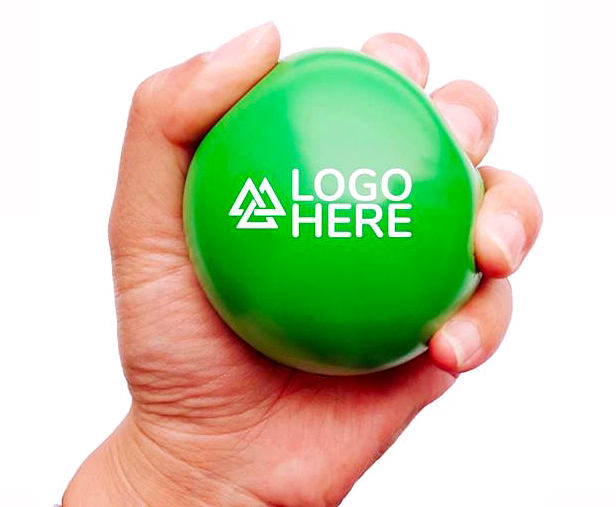hand squeezing green stress ball
