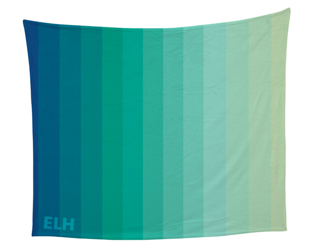 plush velveteen blanket, blue & green gradient