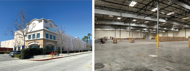 high caliber building, exterior (left) interior (right)