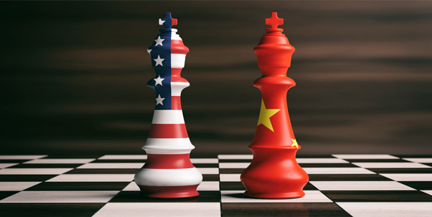 US and Chinese chess pieces