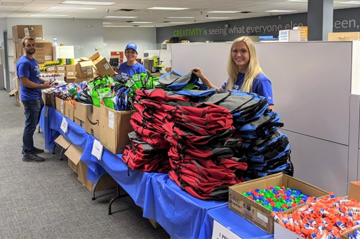 Koozie backpack donations