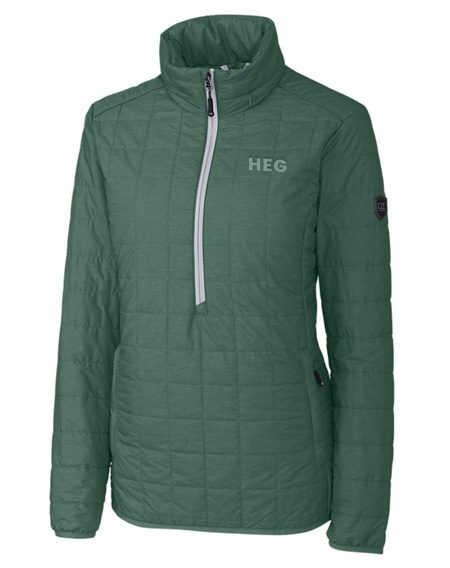 green quilted jacket
