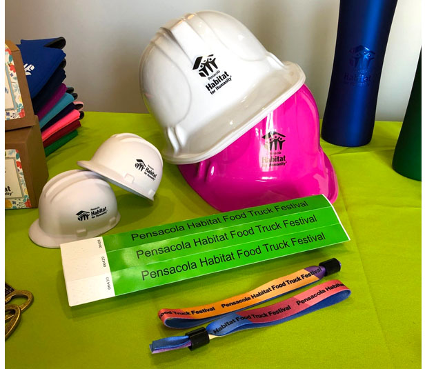 mini hard hats and hard hat-shaped stress balls