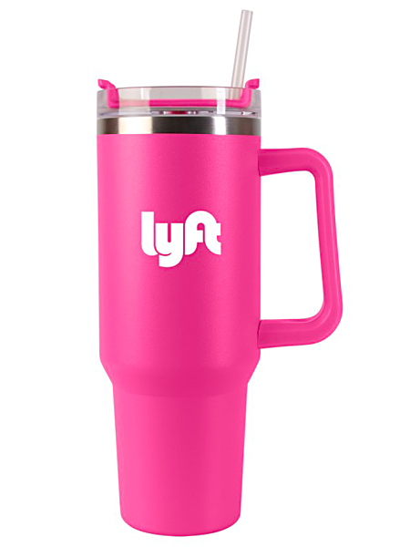 pink tumbler with handle and straw