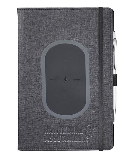 gray journal with wireless charging pad on front