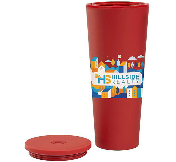 24-oz. tumbler made from recycled AS plastic