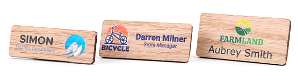 wooden name badges